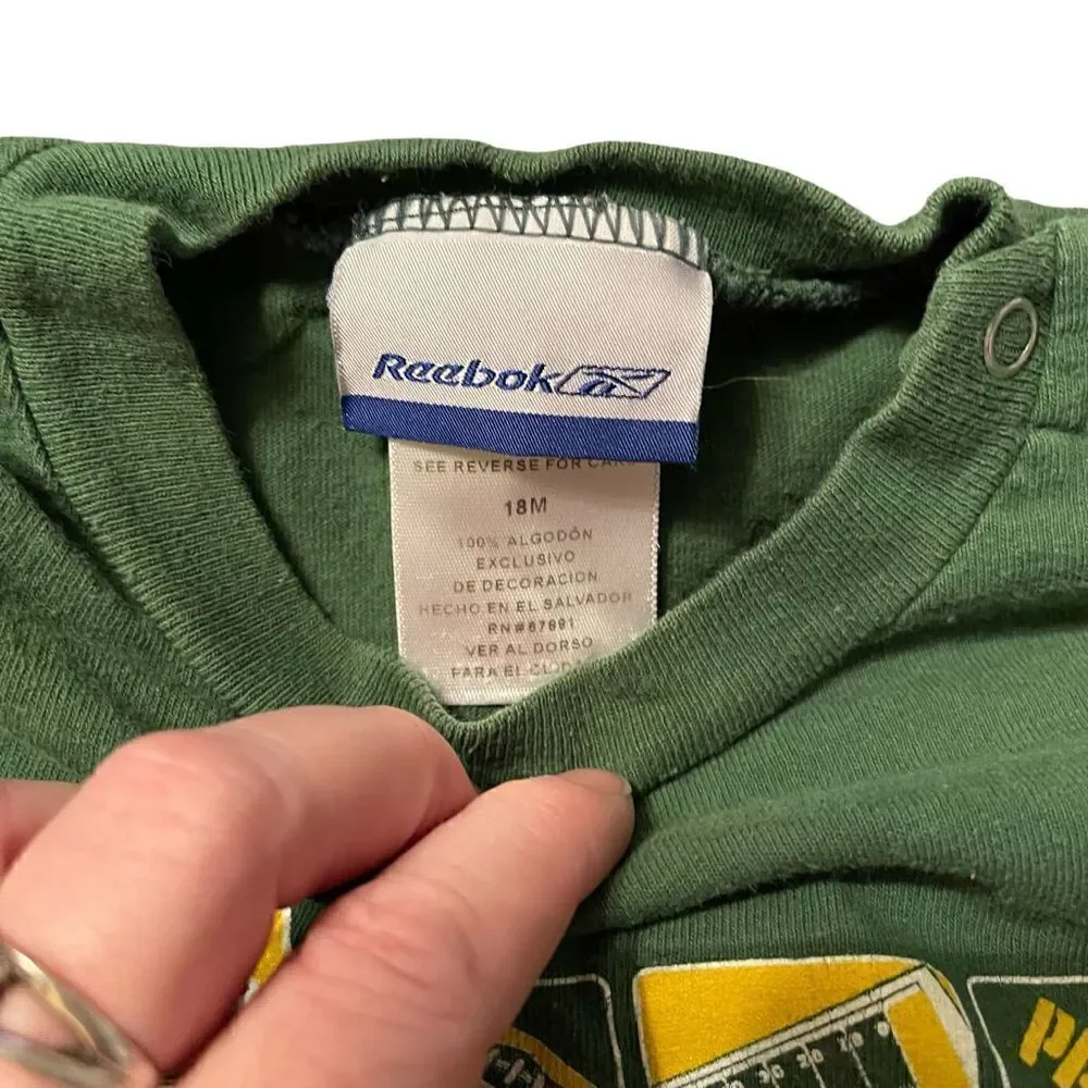 Reebok Green Bay Packers romper shorts bodysuit short sleeves 18 M